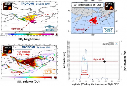 Présence de SO2 au « flight level »  FL470
