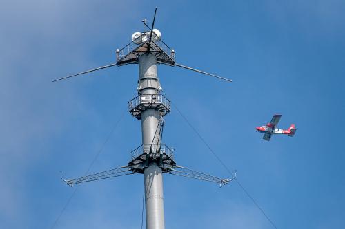 Aerial surveillance aircraft passing over Observatory 