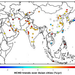 Kaart HCHO-trends in 133 grote Aziatische steden