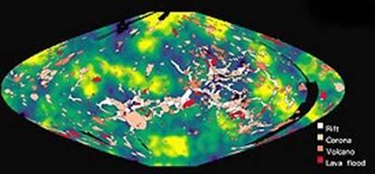 Les cratères d’impact sont répartis de manière aléatoire sur l’entièreté de la surface de Vénus. (credit: NASA)  