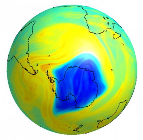 Ozone concentration Antarctique 2020